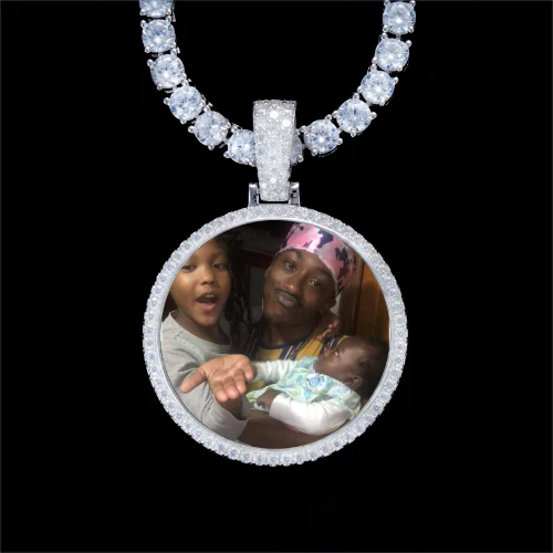 925S & VVS Moissanite 3D Circle Custom Picture Pendant