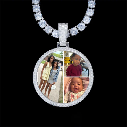 925S & VVS Moissanite 3D Circle Custom Picture Pendant
