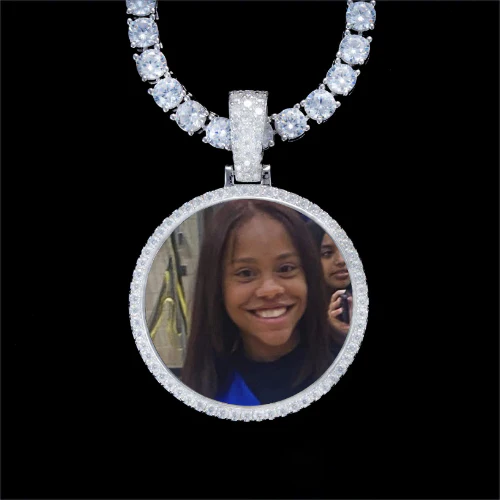 925S & VVS Moissanite 3D Circle Custom Picture Pendant
