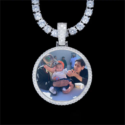 925S & VVS Moissanite 3D Circle Custom Picture Pendant