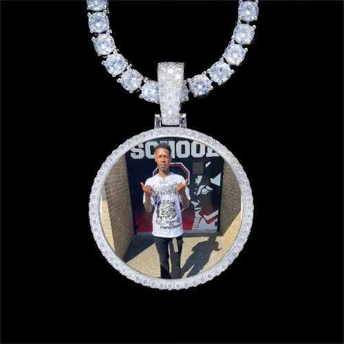 925S & VVS Moissanite 3D Circle Custom Picture Pendant