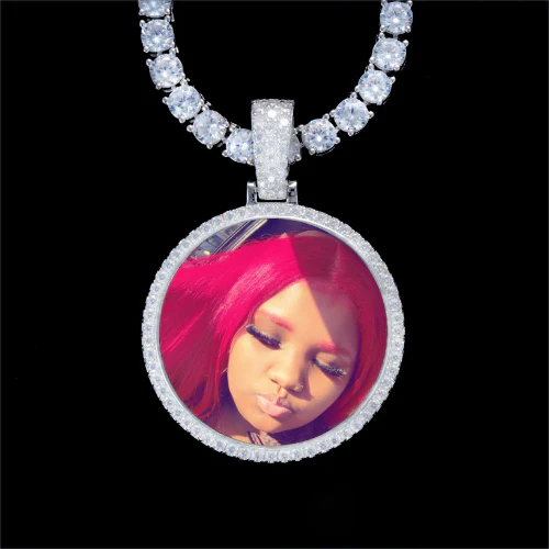 925S & VVS Moissanite 3D Circle Custom Picture Pendant
