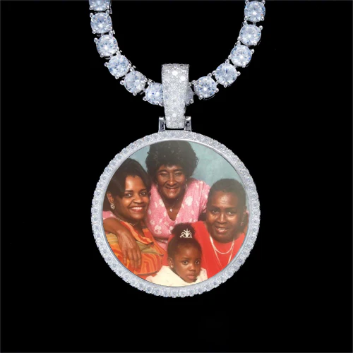 925S & VVS Moissanite 3D Circle Custom Picture Pendant