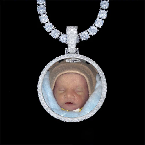 925S & VVS Moissanite 3D Circle Custom Picture Pendant
