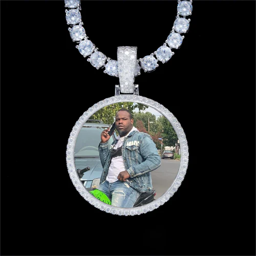 925S & VVS Moissanite 3D Circle Custom Picture Pendant