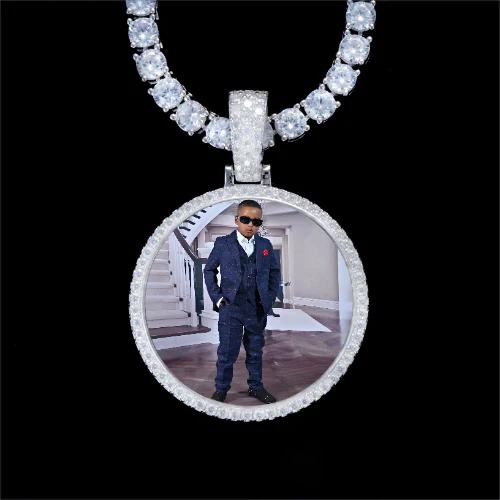 925S & VVS Moissanite 3D Circle Custom Picture Pendant