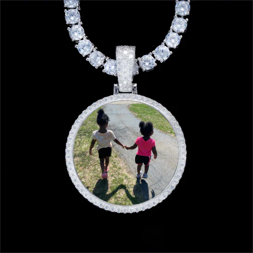 925S & VVS Moissanite 3D Circle Custom Picture Pendant
