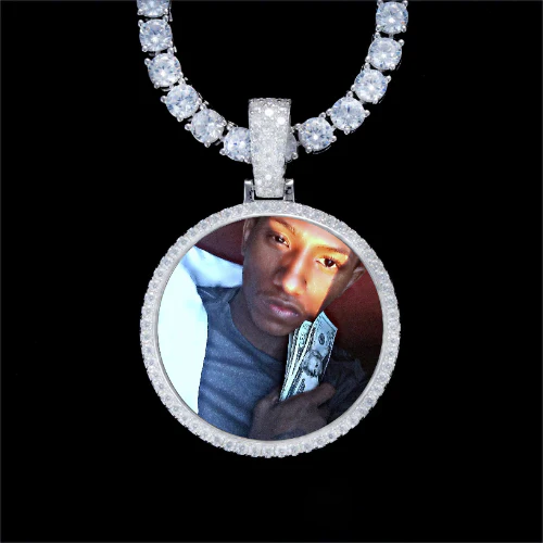 925S & VVS Moissanite 3D Circle Custom Picture Pendant