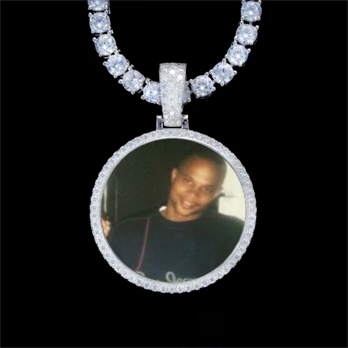 925S & VVS Moissanite 3D Circle Custom Picture Pendant