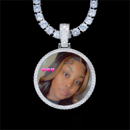 925S & VVS Moissanite 3D Circle Custom Picture Pendant