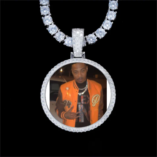 925S & VVS Moissanite 3D Circle Custom Picture Pendant