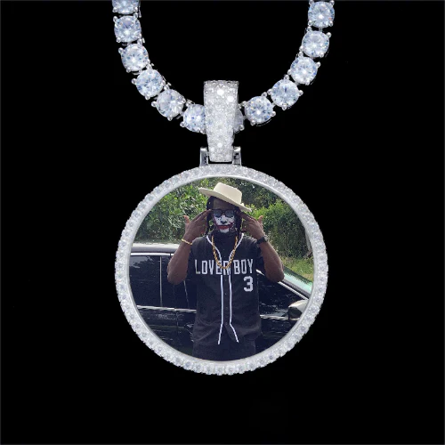 925S & VVS Moissanite 3D Circle Custom Picture Pendant