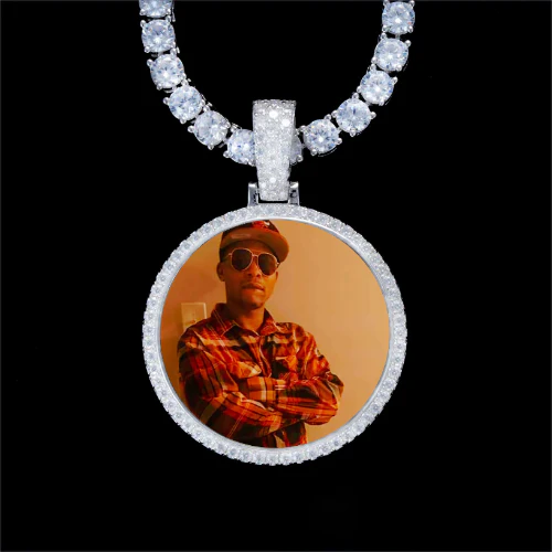 925S & VVS Moissanite 3D Circle Custom Picture Pendant