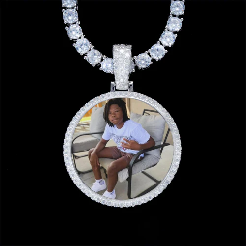 925S & VVS Moissanite 3D Circle Custom Picture Pendant