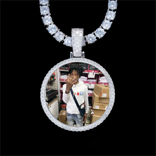 925S & VVS Moissanite 3D Circle Custom Picture Pendant