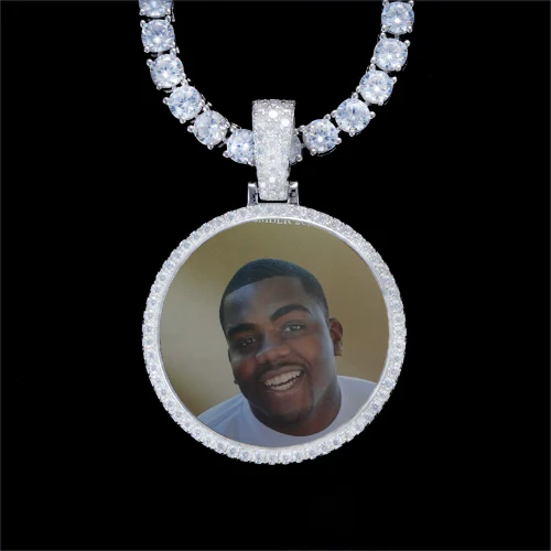 925S & VVS Moissanite 3D Circle Custom Picture Pendant