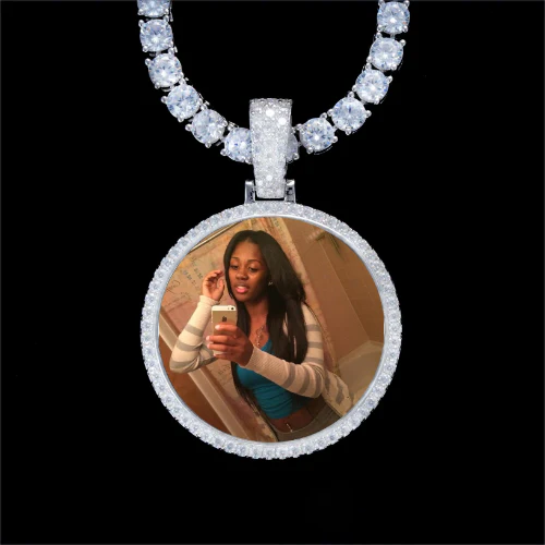 925S & VVS Moissanite 3D Circle Custom Picture Pendant