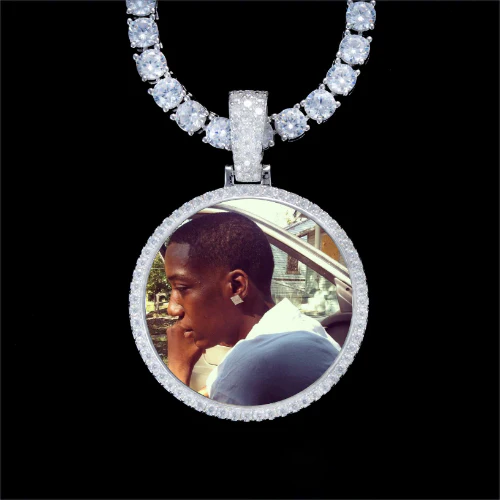 925S & VVS Moissanite 3D Circle Custom Picture Pendant