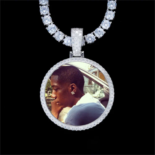 925S & VVS Moissanite 3D Circle Custom Picture Pendant