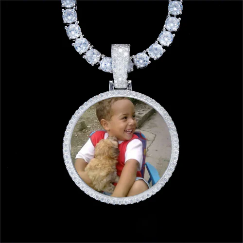 925S & VVS Moissanite 3D Circle Custom Picture Pendant