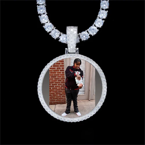 925S & VVS Moissanite 3D Circle Custom Picture Pendant