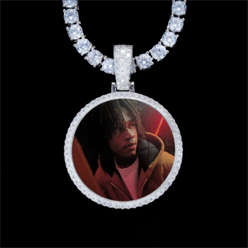 925S & VVS Moissanite 3D Circle Custom Picture Pendant