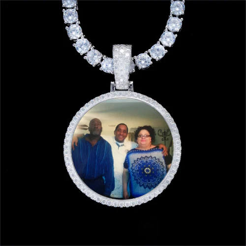 925S & VVS Moissanite 3D Circle Custom Picture Pendant