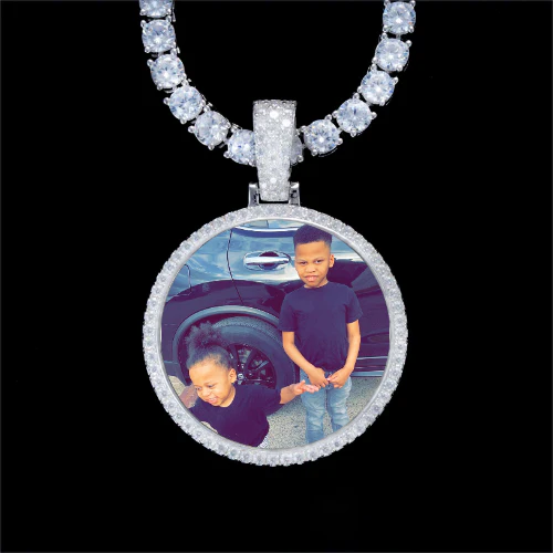 925S & VVS Moissanite 3D Circle Custom Picture Pendant