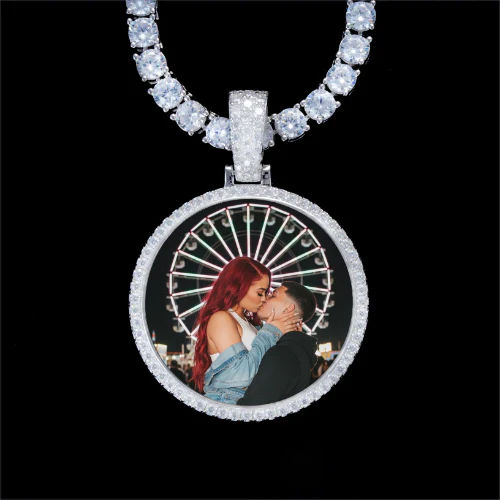 925S & VVS Moissanite 3D Circle Custom Picture Pendant
