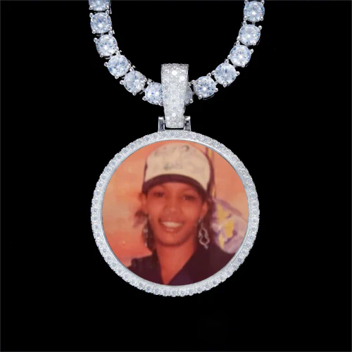 925S & VVS Moissanite 3D Circle Custom Picture Pendant