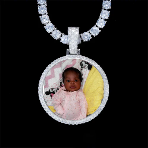 925S & VVS Moissanite 3D Circle Custom Picture Pendant