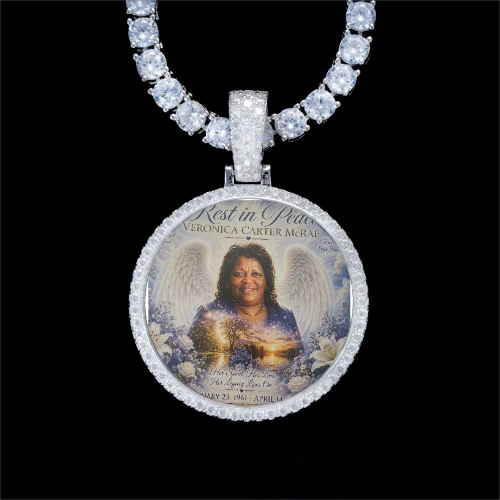 925S & VVS Moissanite 3D Circle Custom Picture Pendant