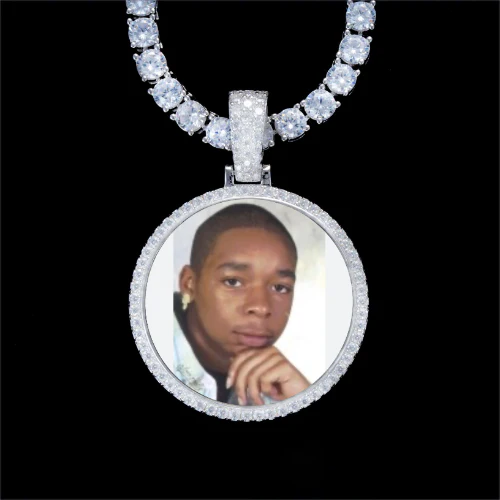 925S & VVS Moissanite 3D Circle Custom Picture Pendant