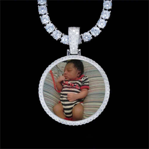 925S & VVS Moissanite 3D Circle Custom Picture Pendant