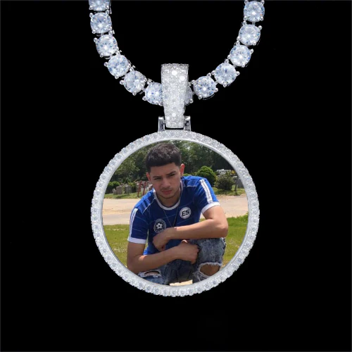 925S & VVS Moissanite 3D Circle Custom Picture Pendant