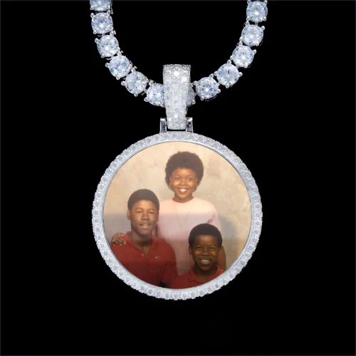925S & VVS Moissanite 3D Circle Custom Picture Pendant