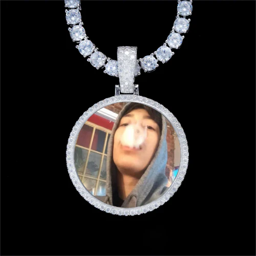 925S & VVS Moissanite 3D Circle Custom Picture Pendant