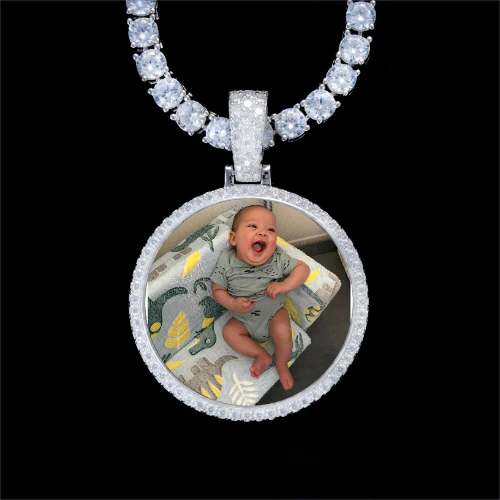 925S & VVS Moissanite 3D Circle Custom Picture Pendant