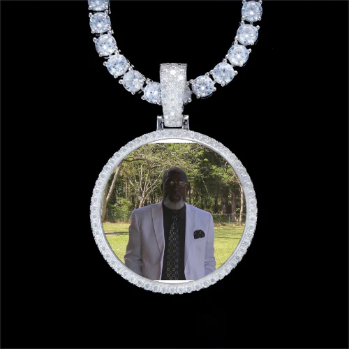 925S & VVS Moissanite 3D Circle Custom Picture Pendant