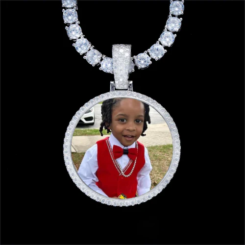925S & VVS Moissanite 3D Circle Custom Picture Pendant