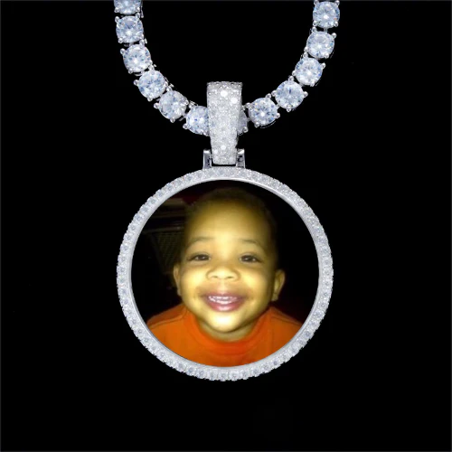 925S & VVS Moissanite 3D Circle Custom Picture Pendant