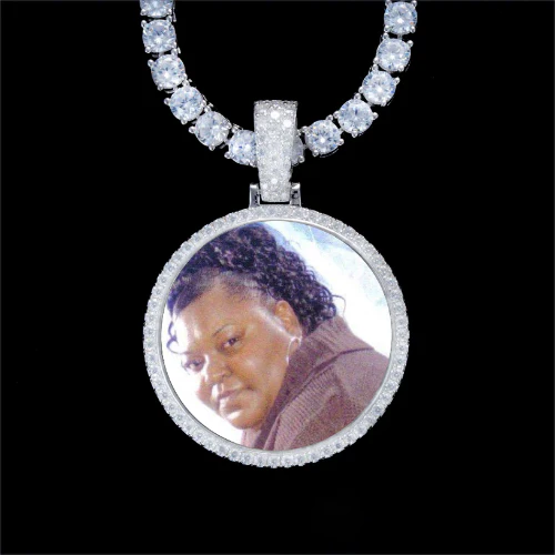 925S & VVS Moissanite 3D Circle Custom Picture Pendant