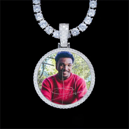 925S & VVS Moissanite 3D Circle Custom Picture Pendant