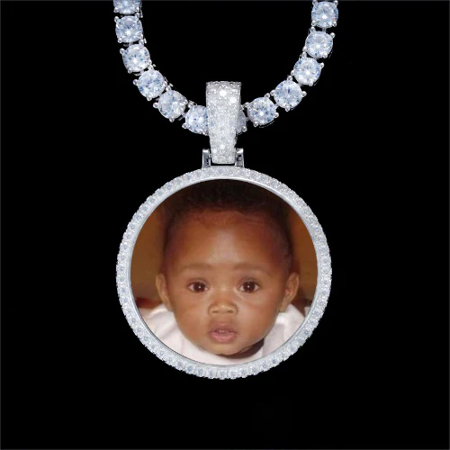 925S & VVS Moissanite 3D Circle Custom Picture Pendant