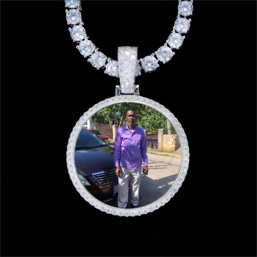 925S & VVS Moissanite 3D Circle Custom Picture Pendant