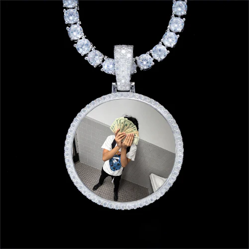 925S & VVS Moissanite 3D Circle Custom Picture Pendant