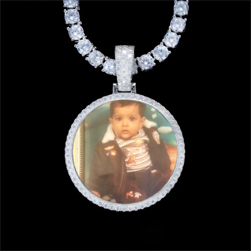 925S & VVS Moissanite 3D Circle Custom Picture Pendant