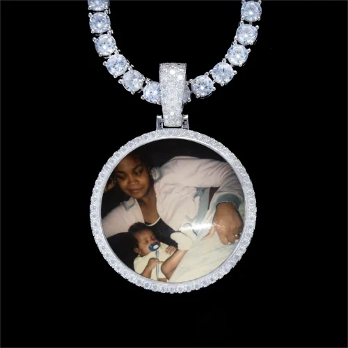925S & VVS Moissanite 3D Circle Custom Picture Pendant