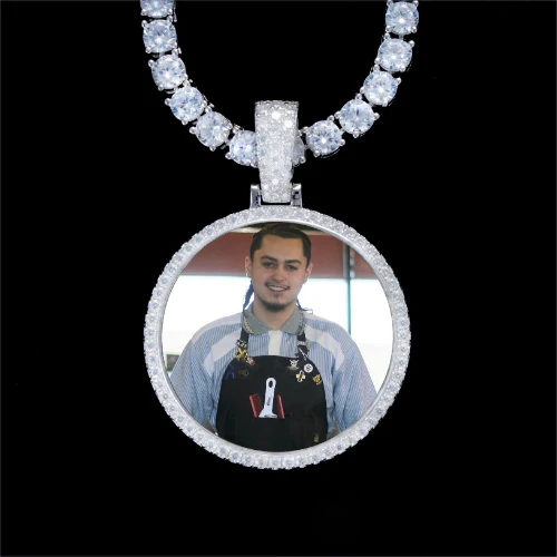 925S & VVS Moissanite 3D Circle Custom Picture Pendant