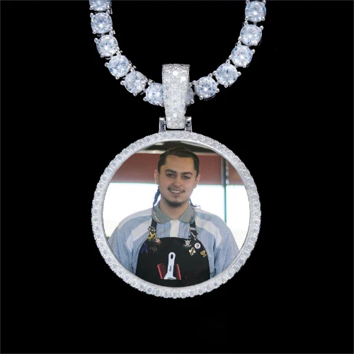 925S & VVS Moissanite 3D Circle Custom Picture Pendant